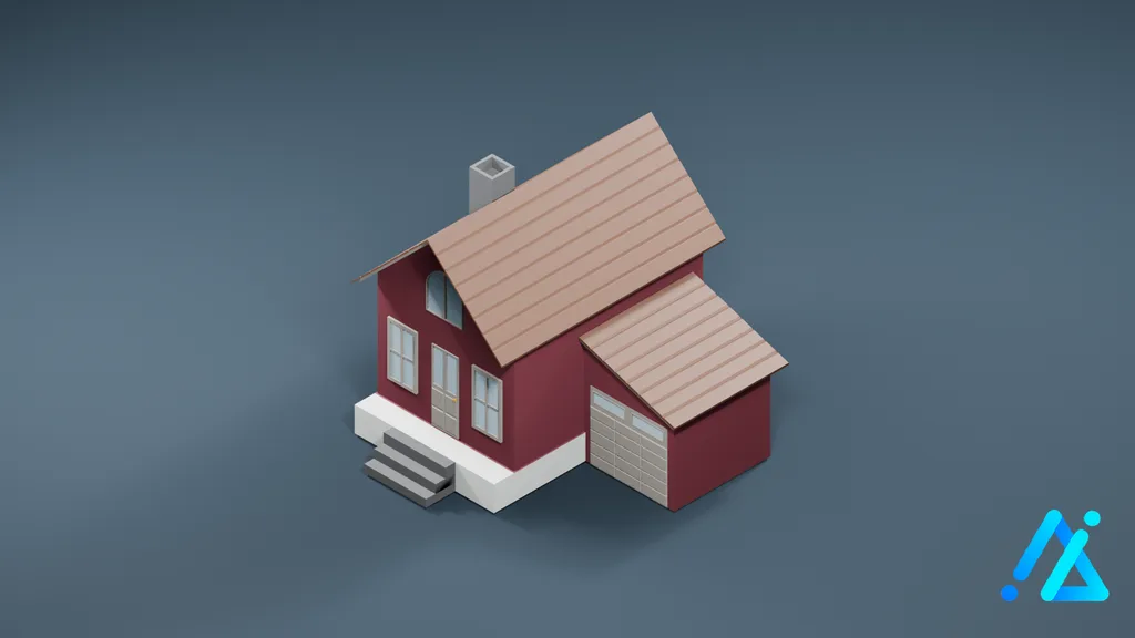 Low-Poly Red Cottage 01 — 3D model preview