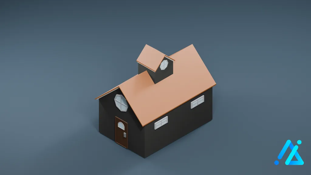 Low-Poly Dark Gabled House 04 — 3D model preview