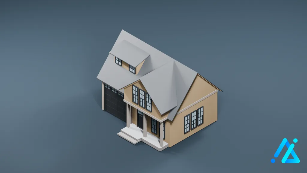 Low-Poly Cream Cottage 05 — 3D model preview