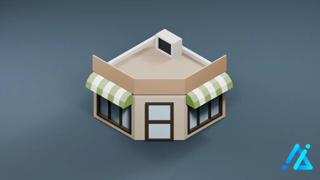 Low-Poly Gray-Roof Cottage 06 — 3D model preview