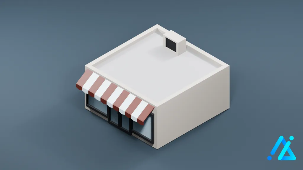 Low-Poly White Market Stall — 3D model preview