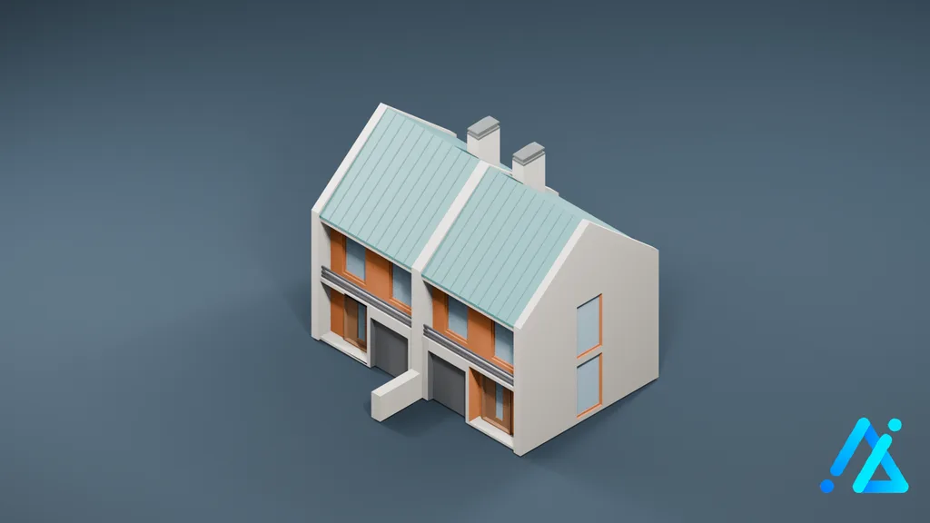 Low-Poly Cream Motel — 3D model preview