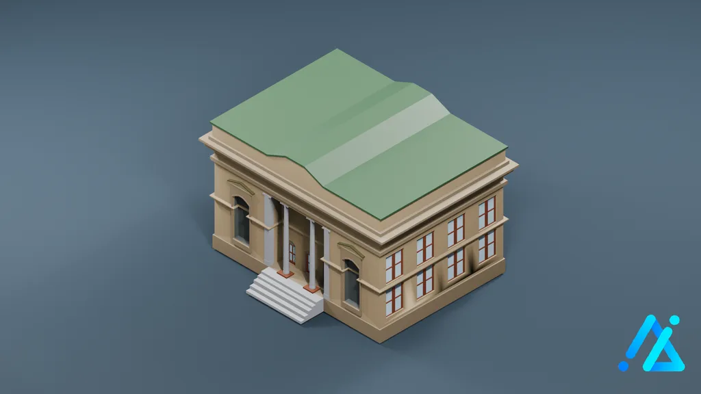 Low-Poly Tan Museum — 3D model preview