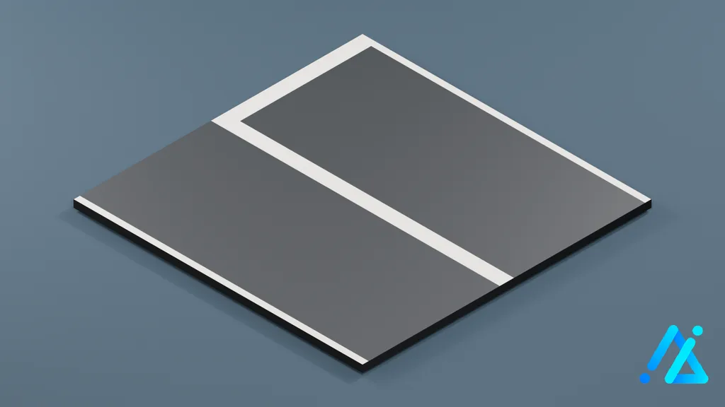Low-Poly Road Tile with Corner Lines — 3D model preview