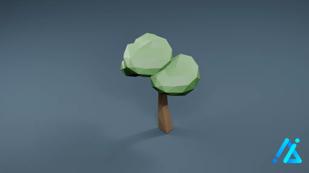 Low-Poly Green Canopy Tree — 3D model preview