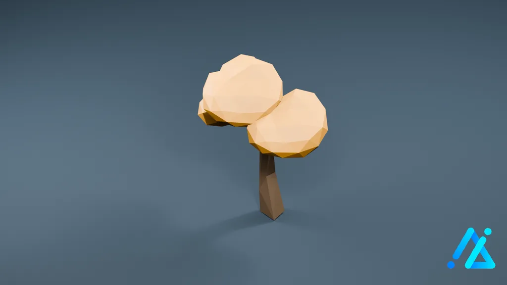 Low-Poly Cream Canopy Tree — 3D model preview