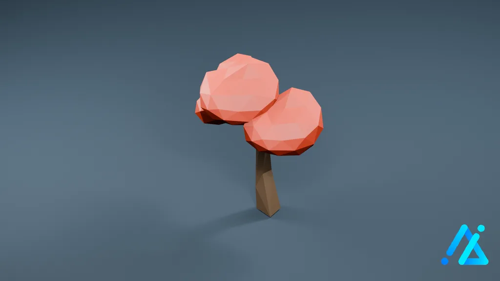 Low-Poly Pink Canopy Tree — 3D model preview