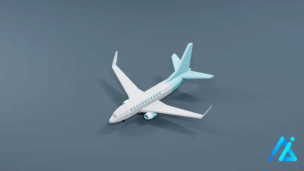 Low-Poly Passenger Airplane 01 — 3D model preview