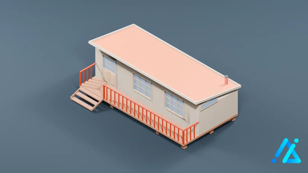 Low-Poly Airport Building 02 — 3D model preview