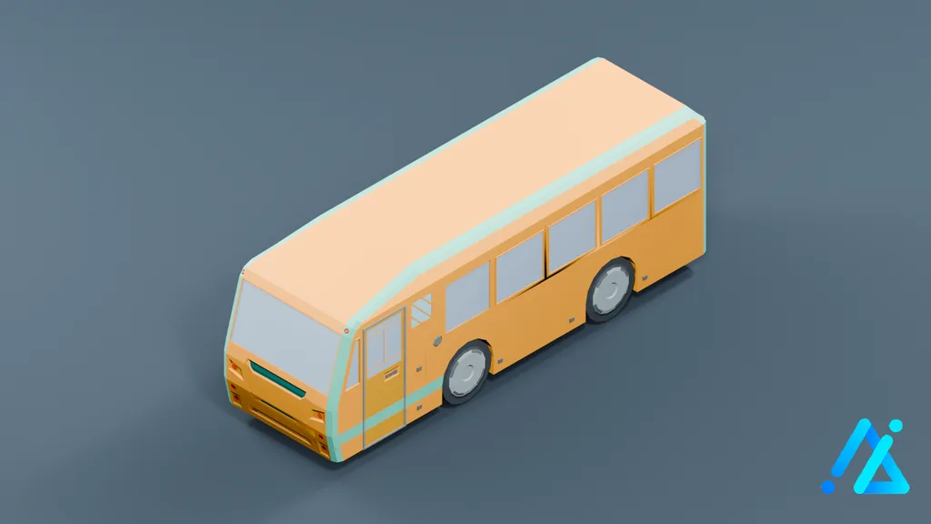 Low-Poly Airport Shuttle Bus 01 — 3D model preview