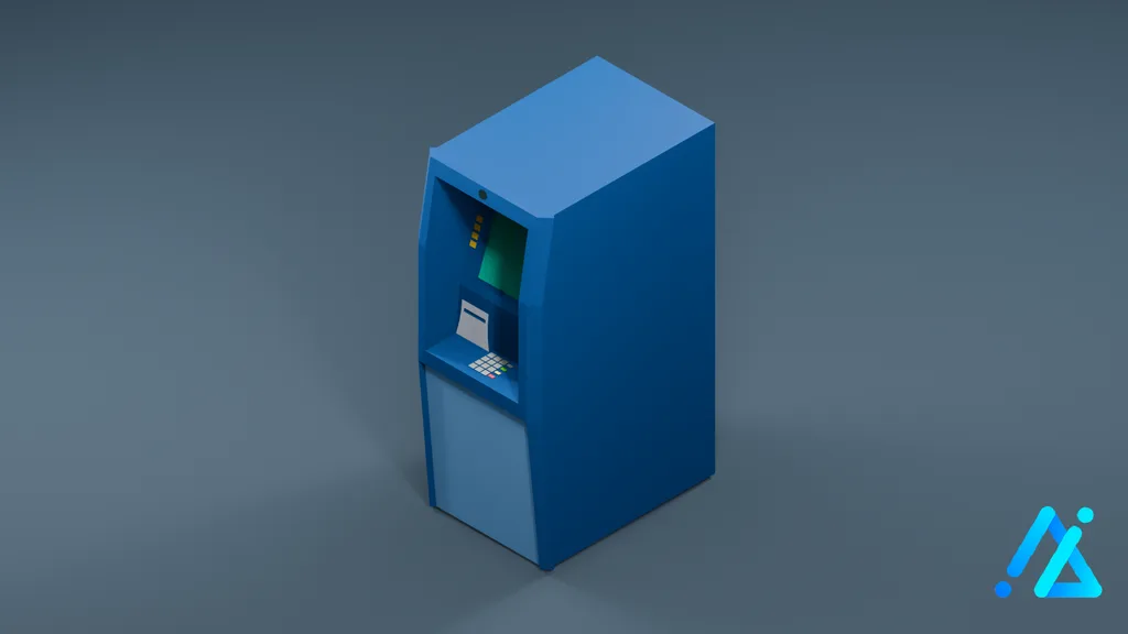 Low-Poly Blue ATM — 3D model preview